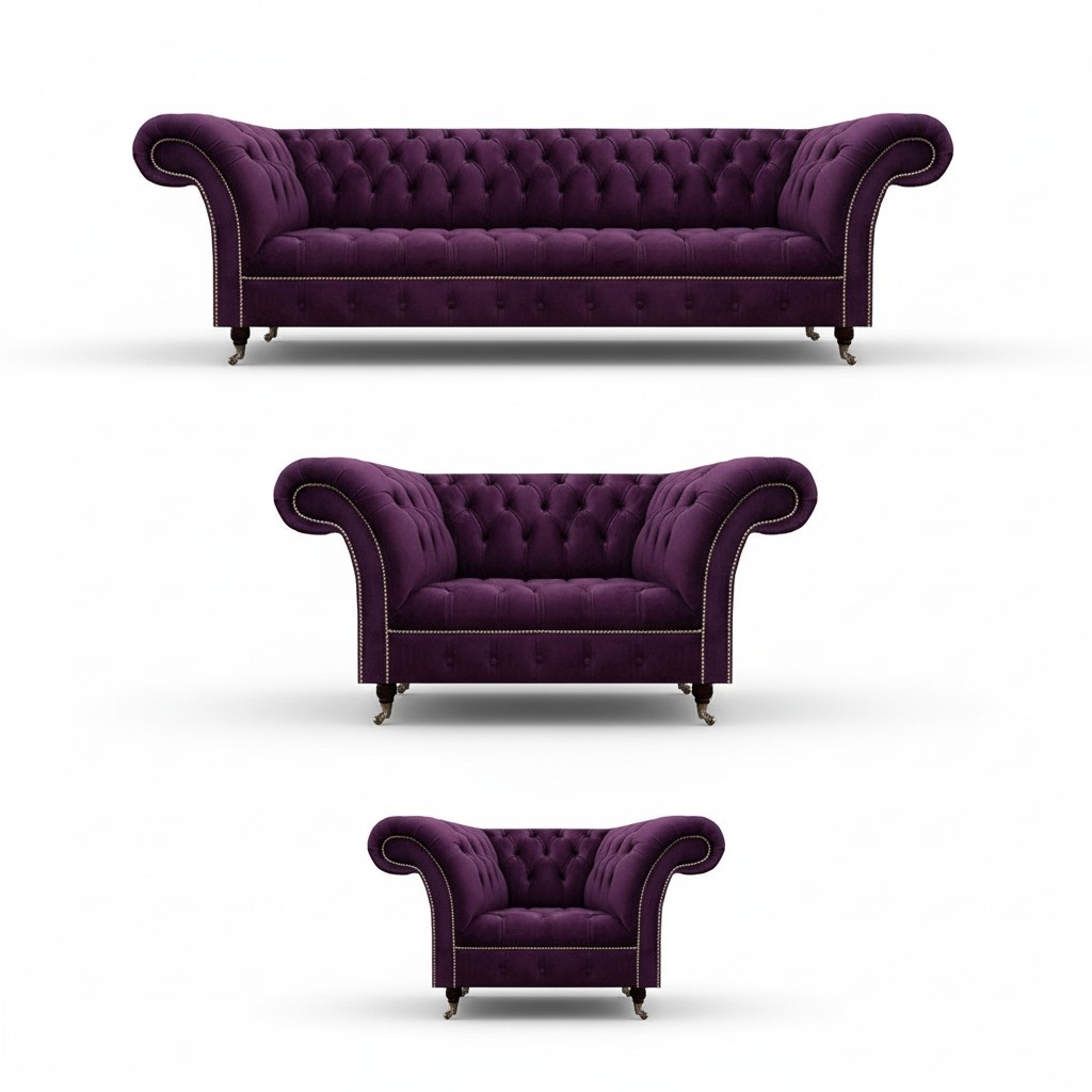 Design Luxus Möbel Lila Polstermöbel Sofagarnitur 4+2+1 Sitzer Textilsofa