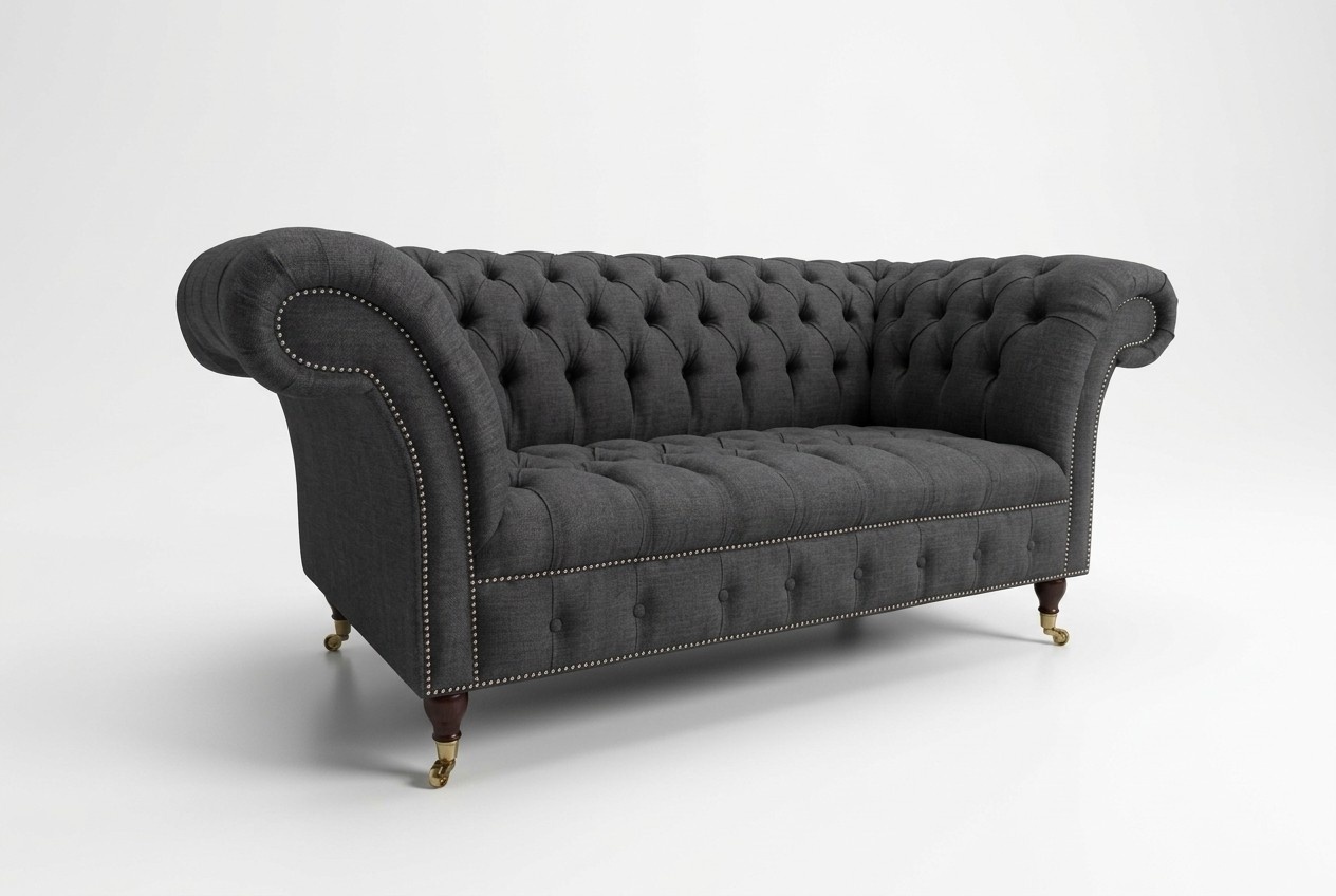 Design Luxus Sofa 2 Sitzer Couch Polster Klassische Textil Sofas Chesterfield