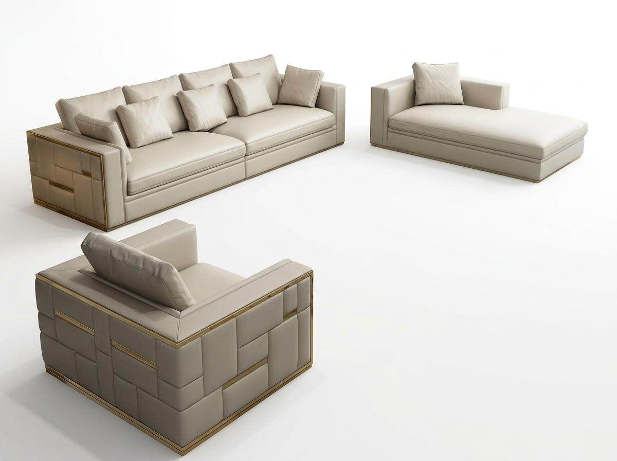Design Luxus Sofagarnitur Leder Sofa Polster Couch Design Möbel Set