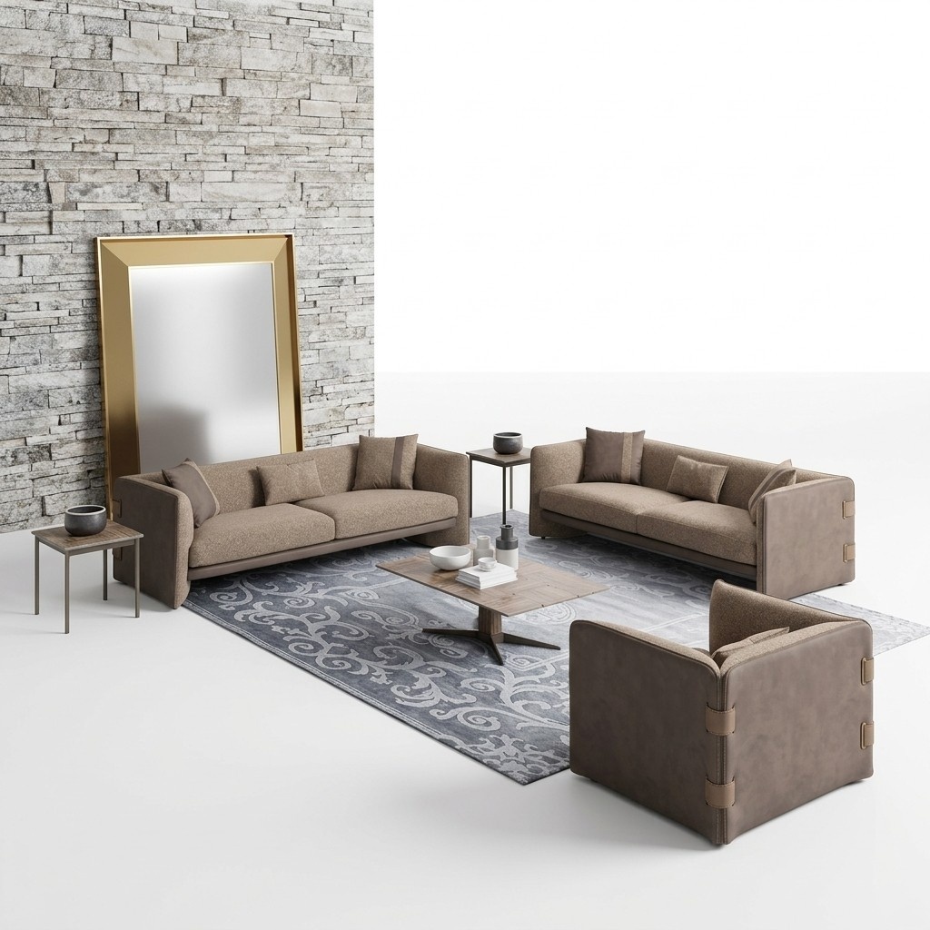 Design Luxus Wohnzimmer 6tlg Garnitur Polstermöbel Einrichtung Dreisitzer Sofas