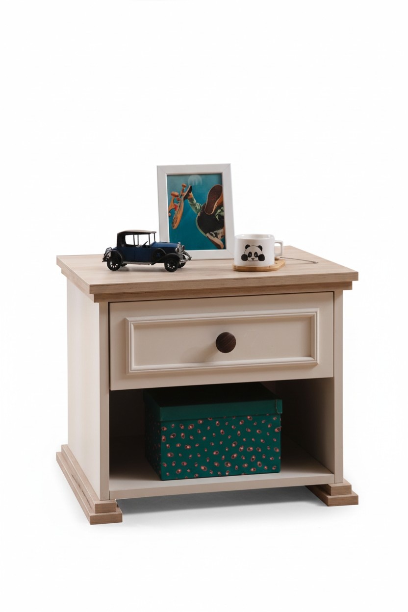 Design Modern Möbel Nachttisch Kinder Beistell Jugendzimmer Beige Holz