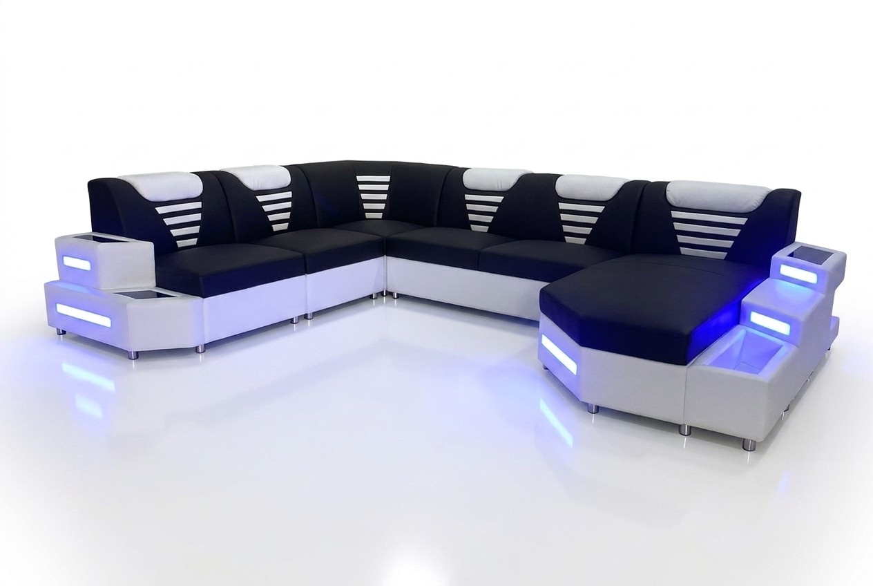 Design Modern Sofa Couch Ecksofa U-Form Ledercouch Wohnlandschaft Ecksofa