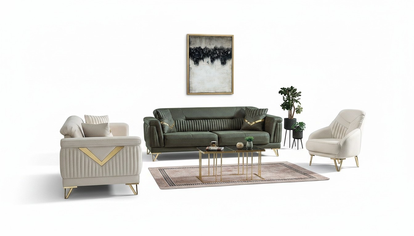 Design Modernes Wohnzimmer Set Sofagarnitur 3+3+1 Wohnzimmer Möbelset
