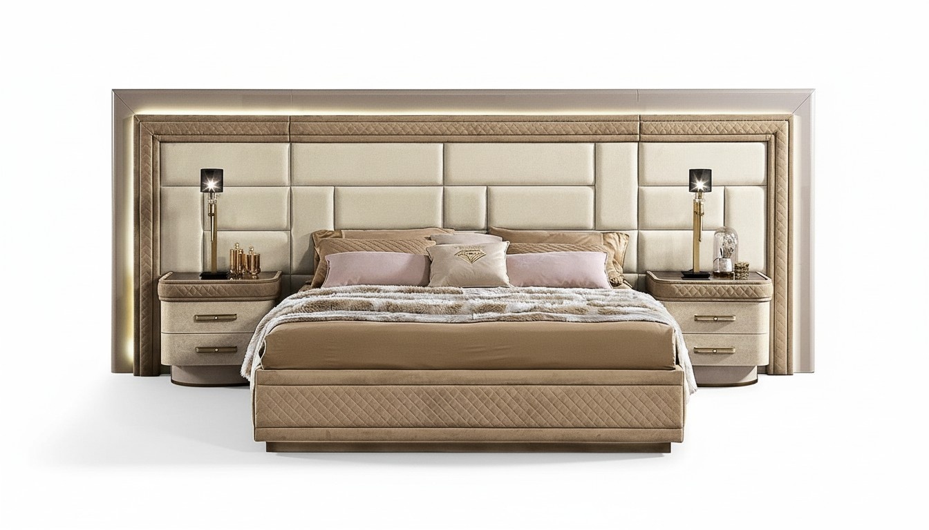 Design Möbel Modern Luxus Betten Neu Bett 2x Nachttisch 3 tlg. Schlafzimmer Set