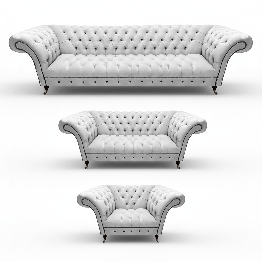 Design Möbel Sofa Komplett 3tlg Modern Polstersofa Sofagarnitur Chesterfield