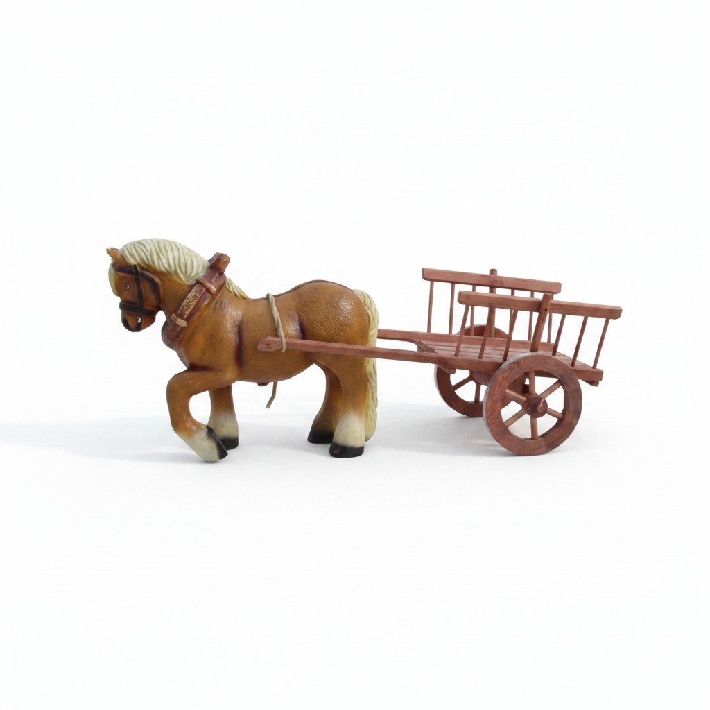 Design Pferd mit Wagen Figur Garten Statue Skulptur Figuren Skulpturen
