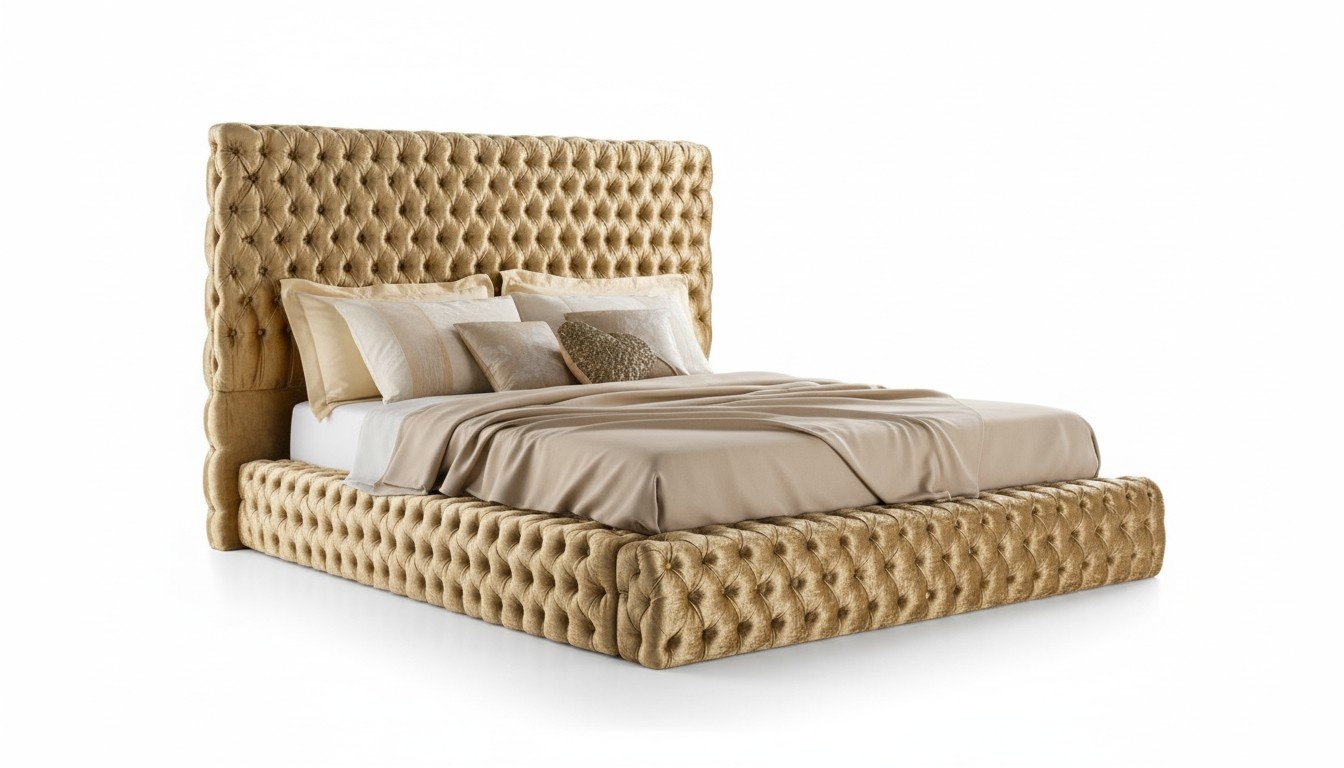 Design Polster Doppelbett Betten Chesterfield Luxus Klassiker Bett Samt