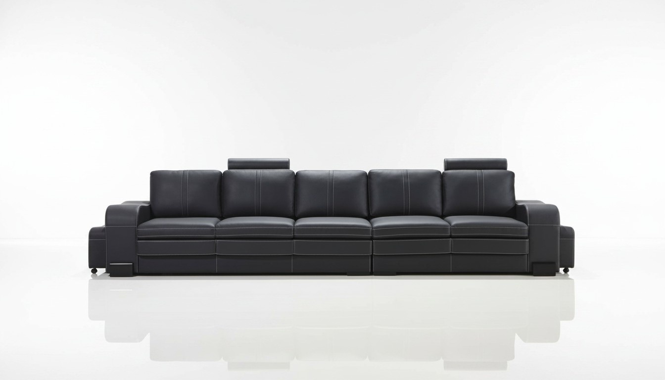 Design Polster Luxus Sitz Sofa Couch Leder Textil Sofa 5 Sitzer Fünfsitzer xxl