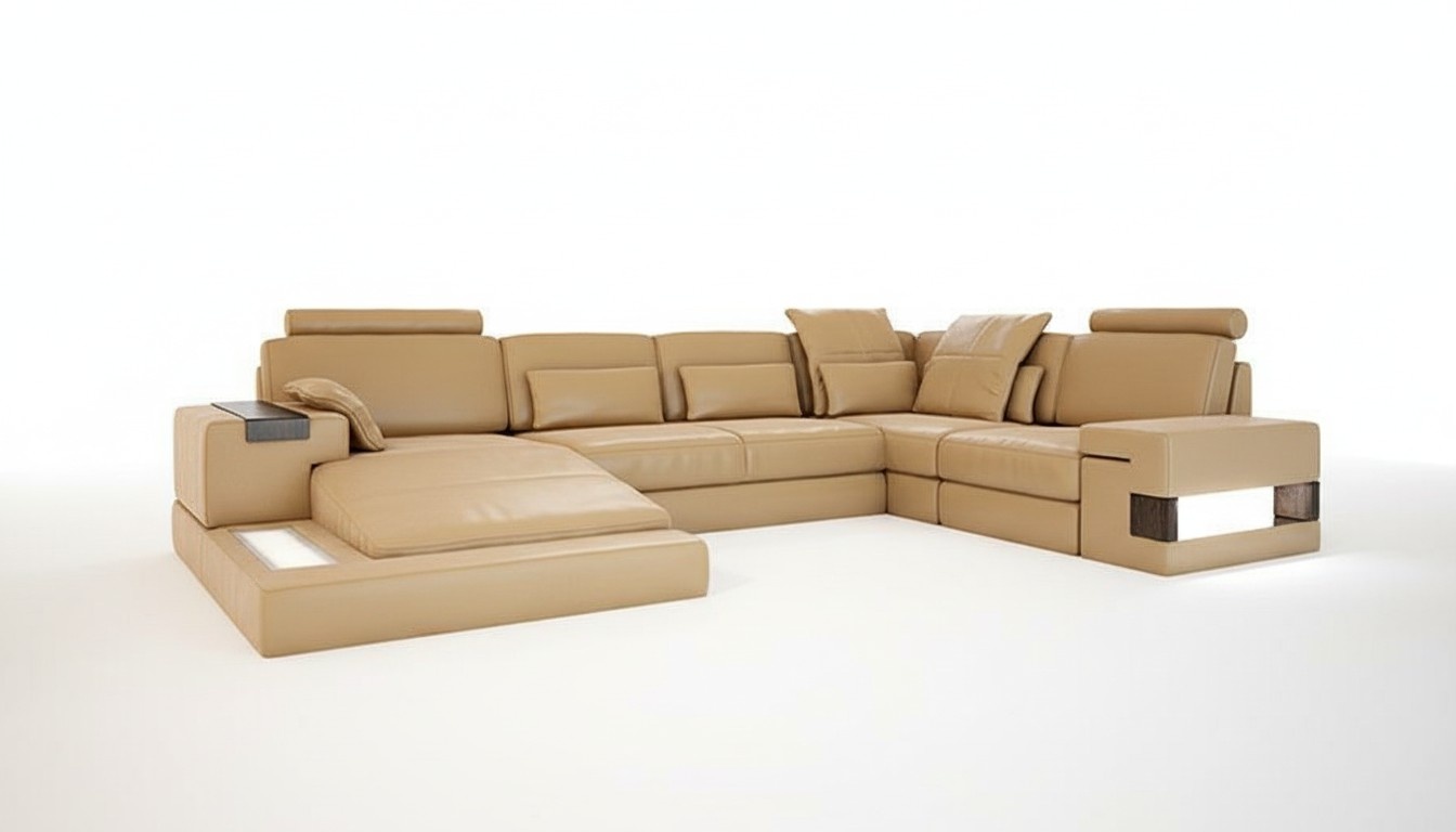 Design Polster Modern Leder Bettfunktion neu Stoff Ecksofa U-Form Sofa Couch