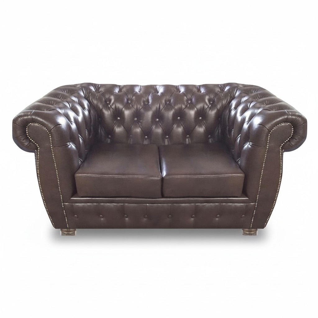 Design Polstermöbel Sofa Zweisitzer Couch Braun Chesterfield Möbel Sitz Neu
