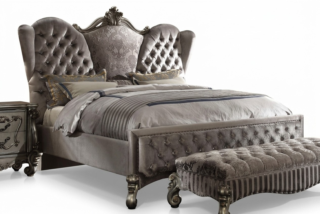Design Schlafzimmer 3tlg. Bett 2x Nachttisch Klassischer Luxus Betten Set Möbel