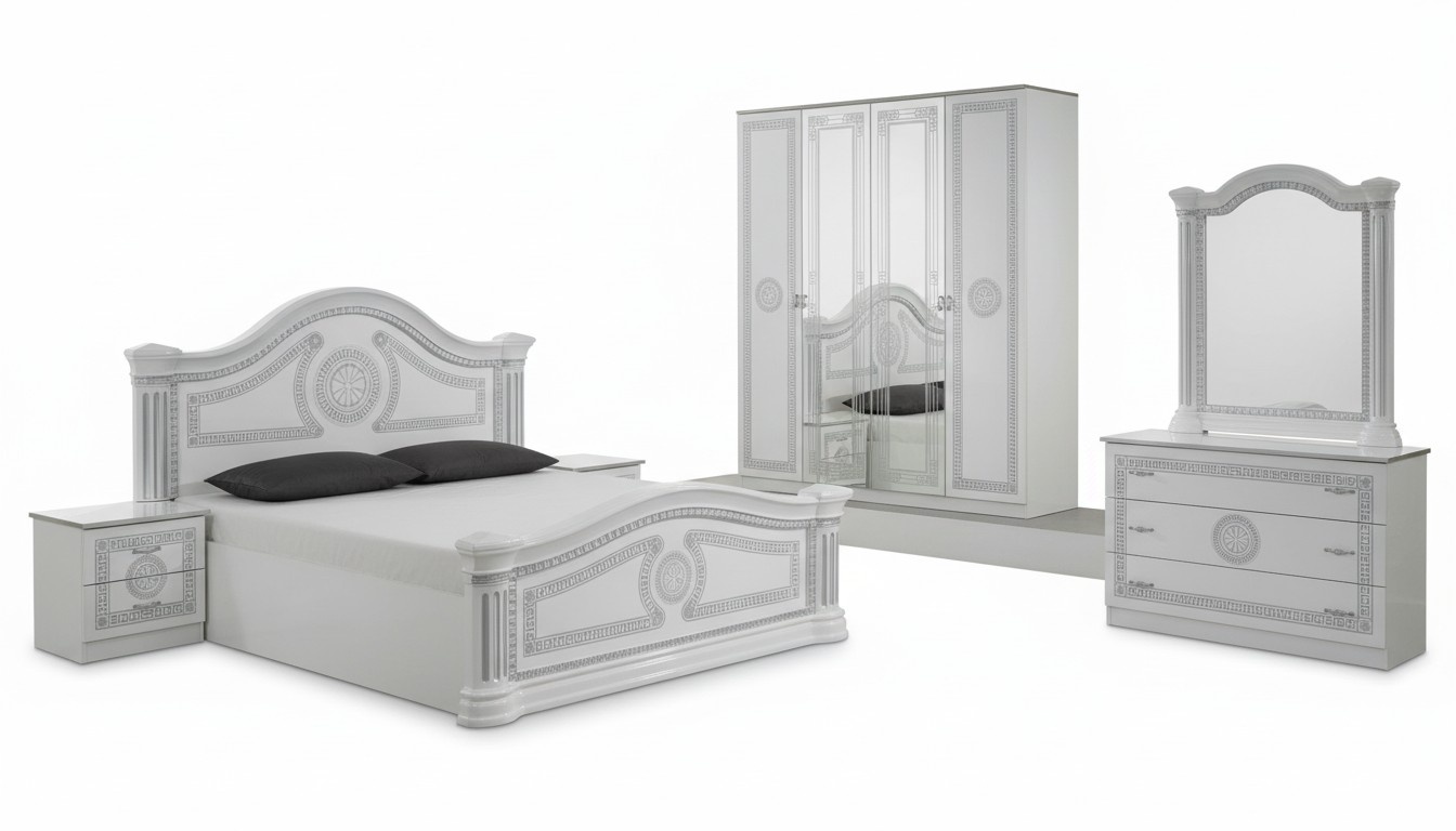 Design Schlafzimmer 3tlg. Bett 2x Nachttisch Klassischer Luxus Betten Set Möbel