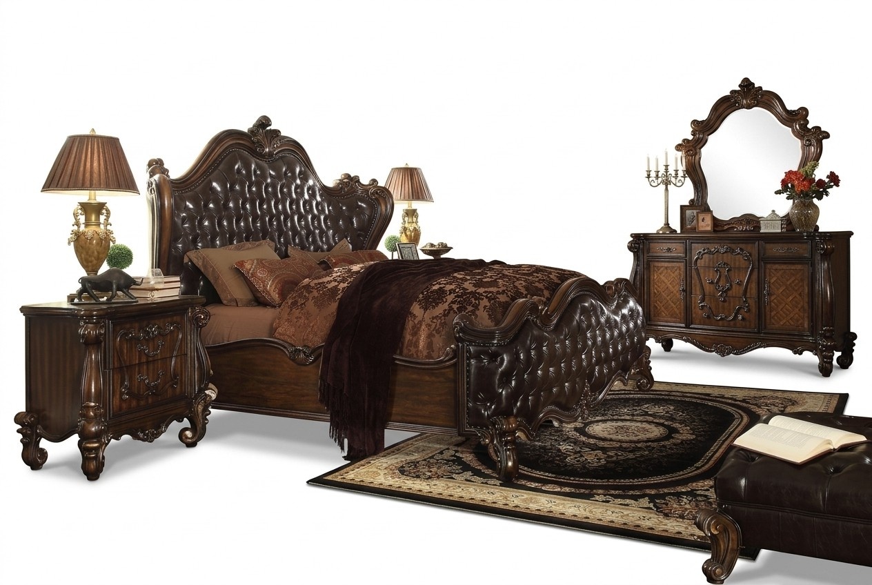 Design Schlafzimmer 5 tlg. Schlafzimmer Komplett Set Bett Nachttisch Kommode Neu