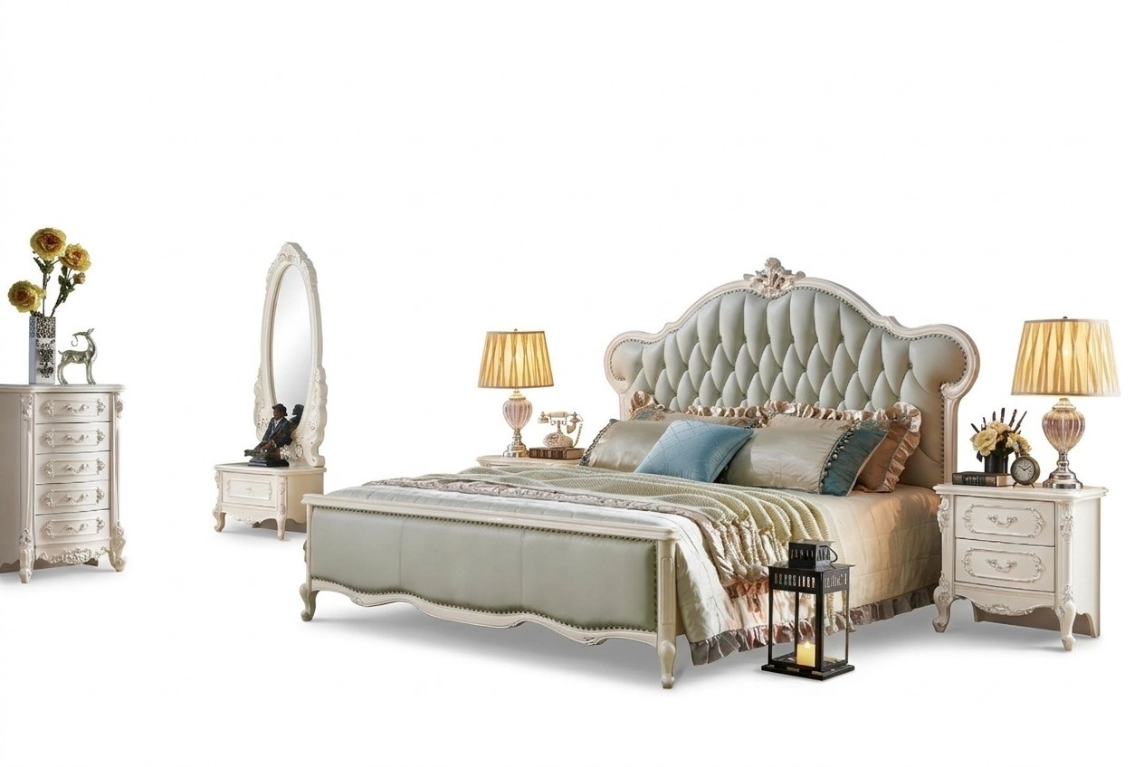 Design Schlafzimmer 5 tlg. Komplett Set Bett Kommode Nachttisch Schlafzimmer Neu