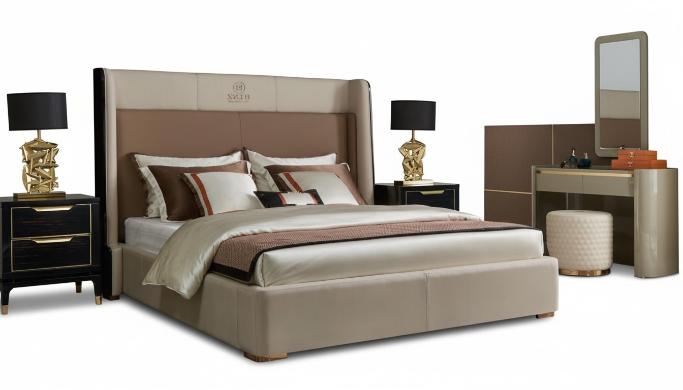 Design Schlafzimmer 6 tlg Komplett Set Bett Nachttisch Schminktisch Bettgestelle