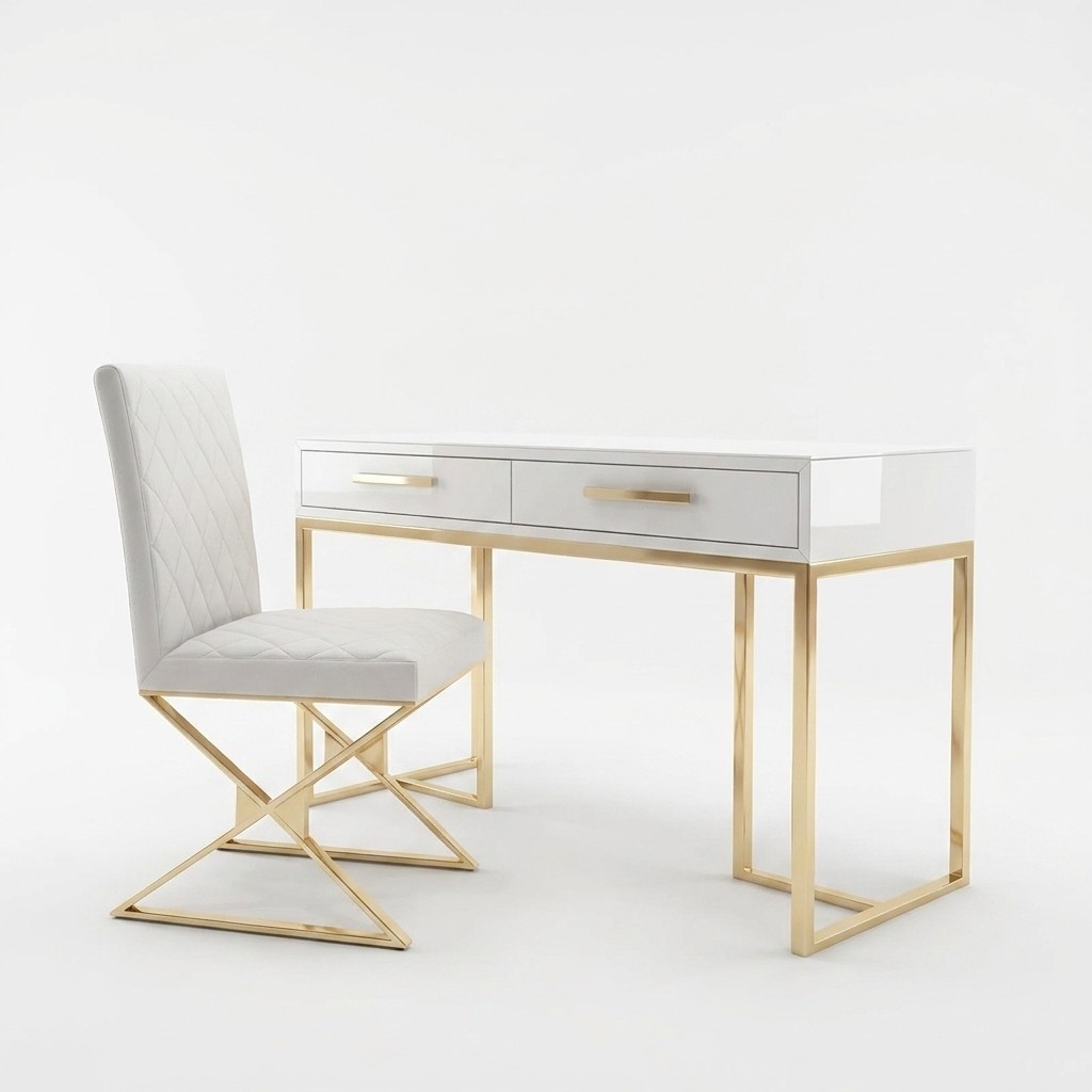 Design Sekretär Luxus Schreib Tisch Büro Möbel Edelstahl Hochglanz Tische