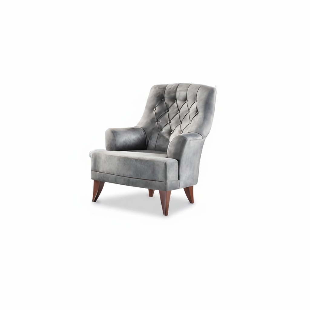 Design Sessel 1 Sitzer Luxus Relax Textil Grau Sessel in Wohnzimmer Club Lounge