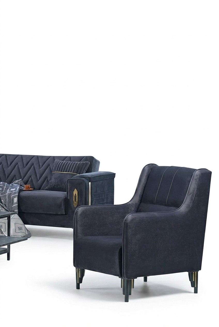 Design Sessel Grau Polstermöbel Wohnzimmer Polstersessel Modern Sitz