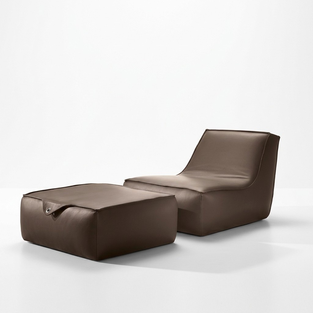 Design Sessel Hocker Luxus Einsitzer Modern Grau Leder Möbel Einsitzer Prianera