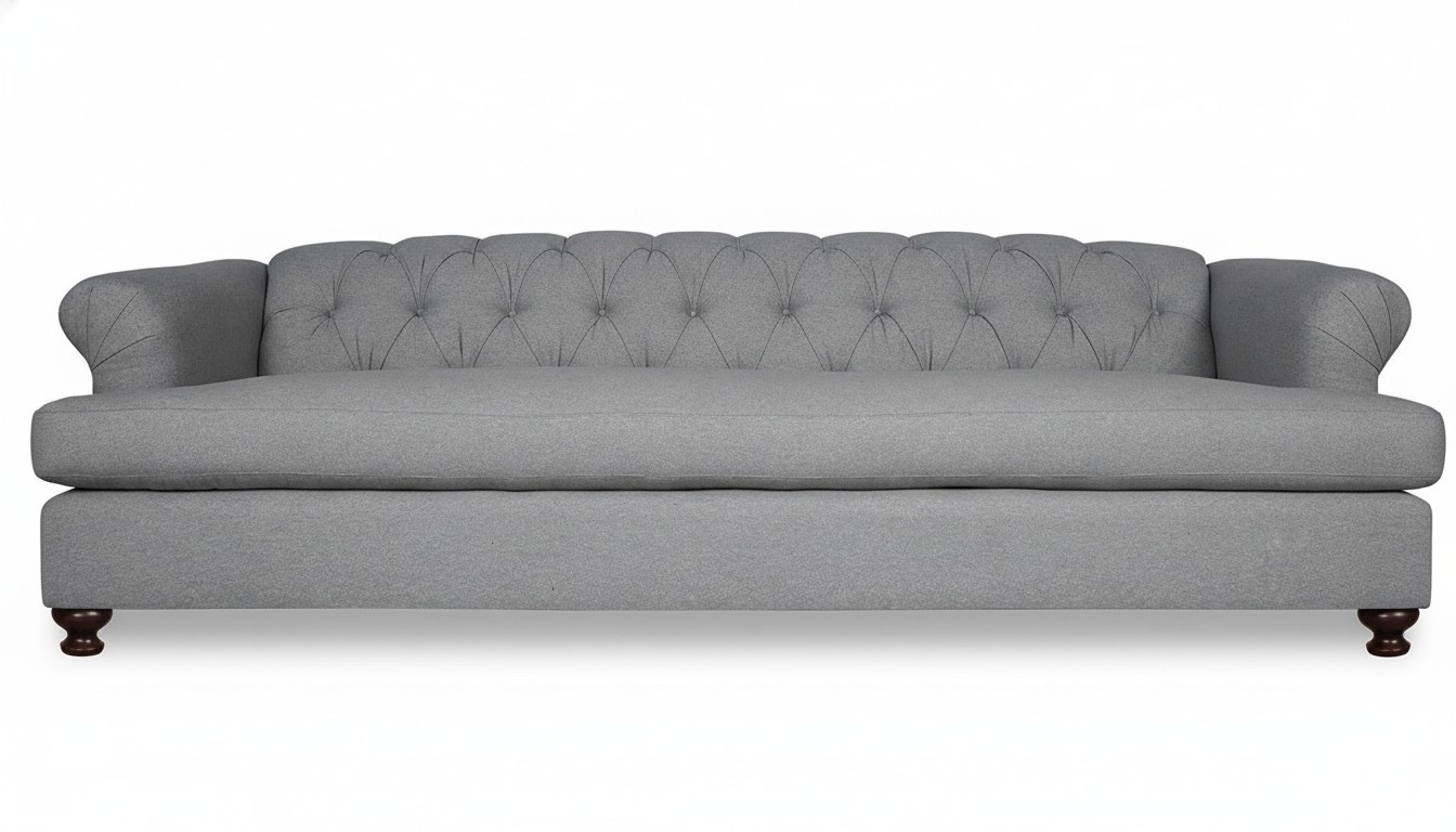 Design Sofa 3 Sitzer Chesterfield Stoff Couch Sofa Polster Sofas Neu Grau
