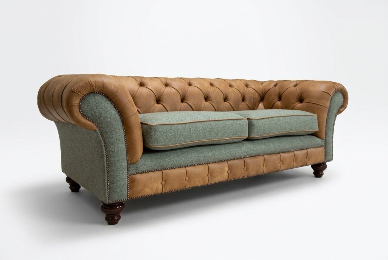 Design Sofa 3 Sitzer Couch Polster Sofas Stoff Wohnzimmer Braun Textil Couchen