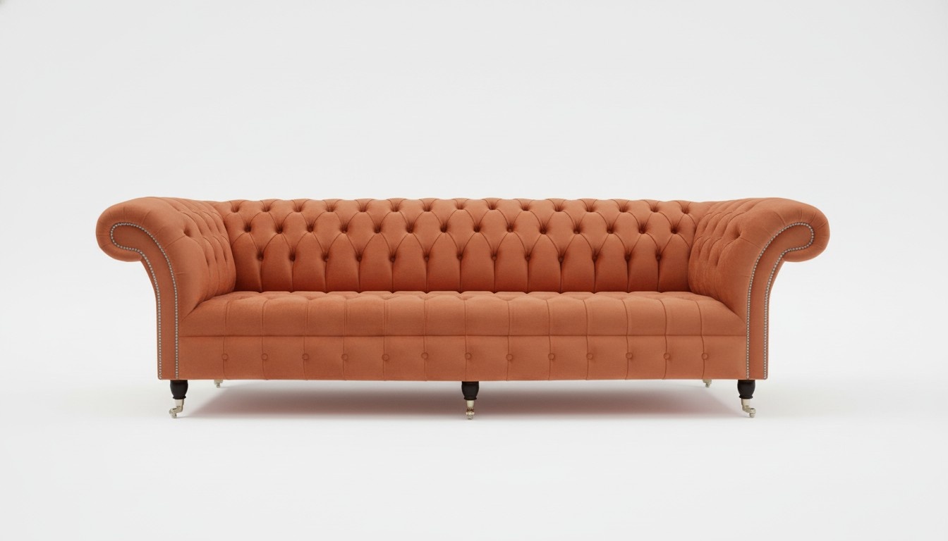 Design Sofa 4 Sitzer Polster Luxus Klassische Textil Chesterfield Sofas