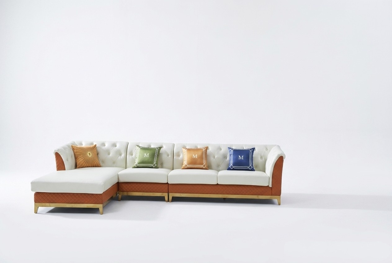 Design Sofa Couch Ecksofa Luxus Hocker Polster Garnitur Wohnlandschaft L-Form !