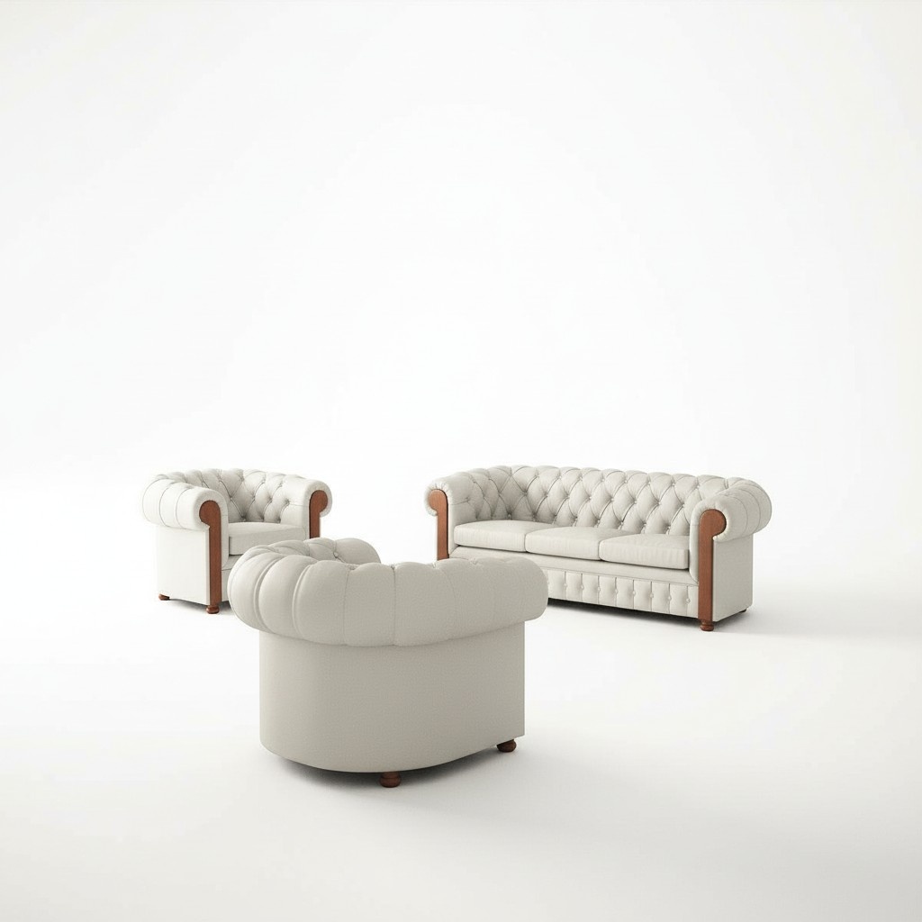 Design Sofagarnitur Chesterfield 3+1+1 Set Sofa Sessel Couch Polster Set