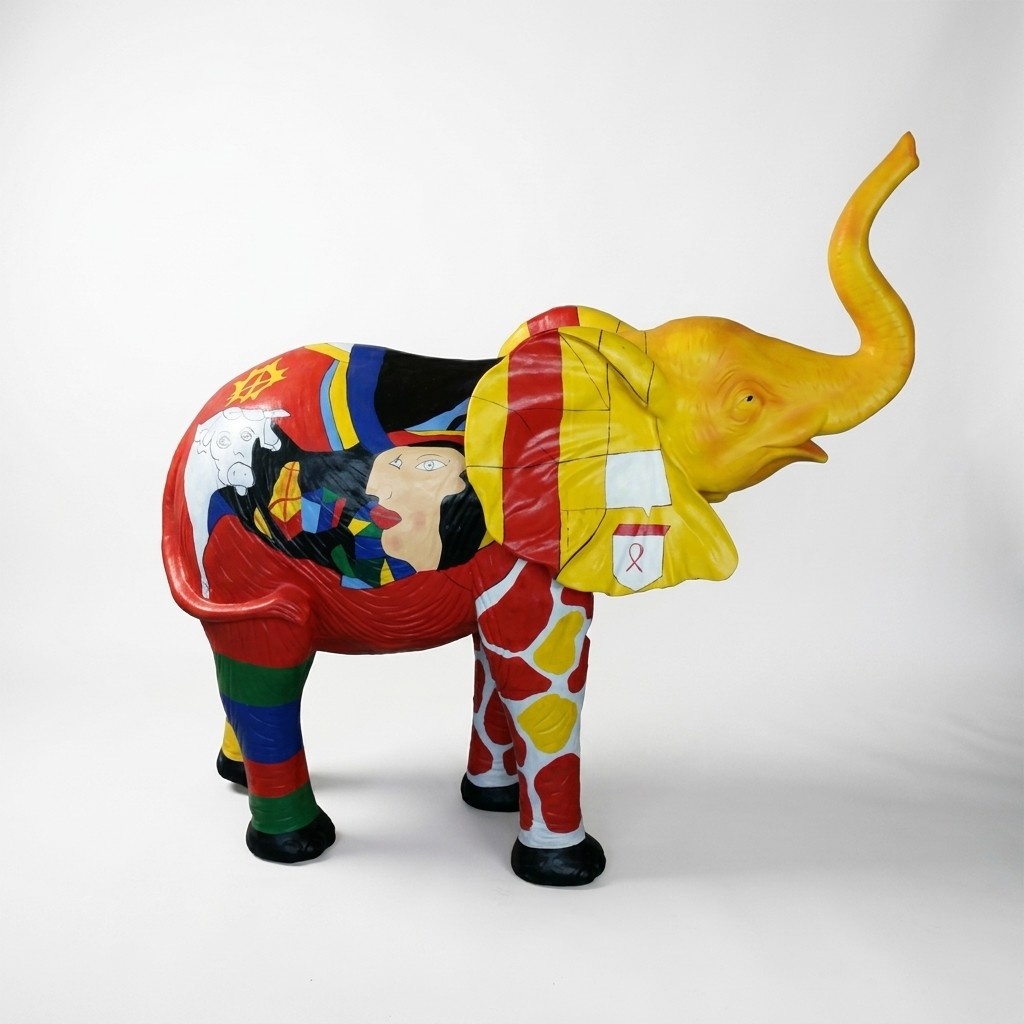 Design Statuen Bunte Figur Bemalte Statue Elefant Deko Garten 160x160cm