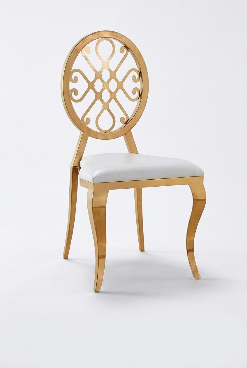 Design Stuhl Lehnstuhl Polster Stühle Luxus Textil Edelstahl Sessel Esszimer Neu
