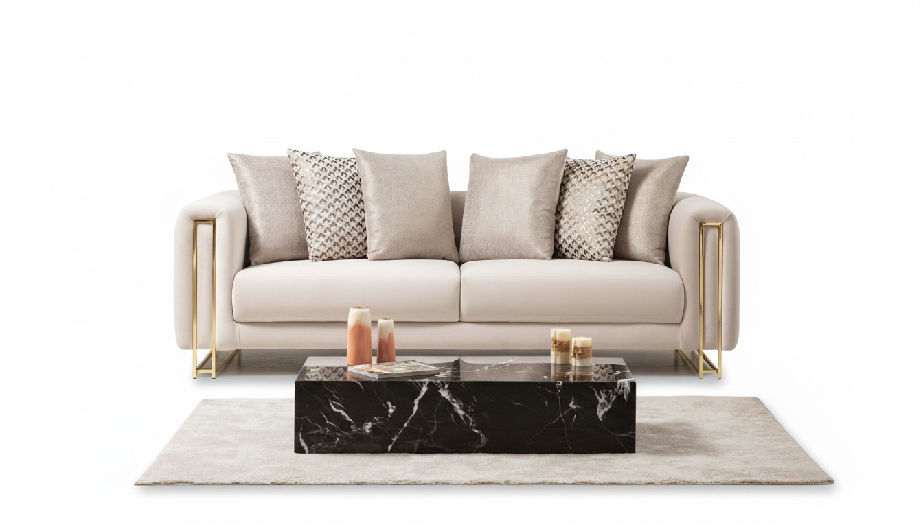 Design Textil 3 Sitzer Weiß Elegant Modern Sofa Couch Polsterung Neu Wohnzimmer
