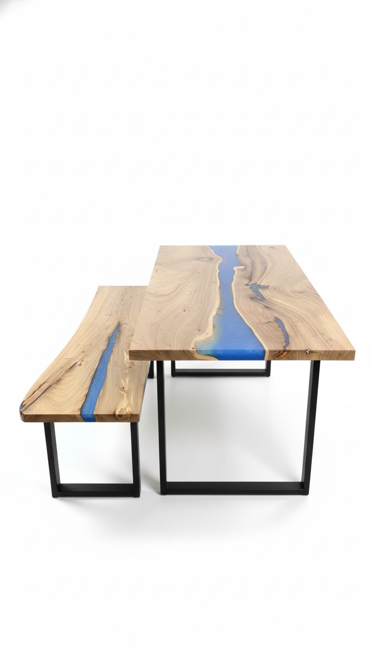 Design Tisch Bank Esstisch Küchentisch Wohnzimmer Tische Bänke Massiv epoxid neu