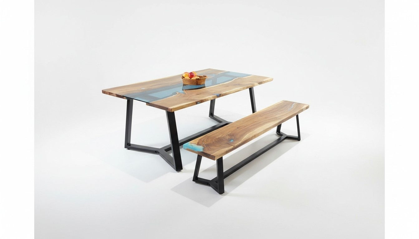 Design Tisch Bank Esstisch Küchentisch Wohnzimmer Tische Bänke Massiv 2tlg neu