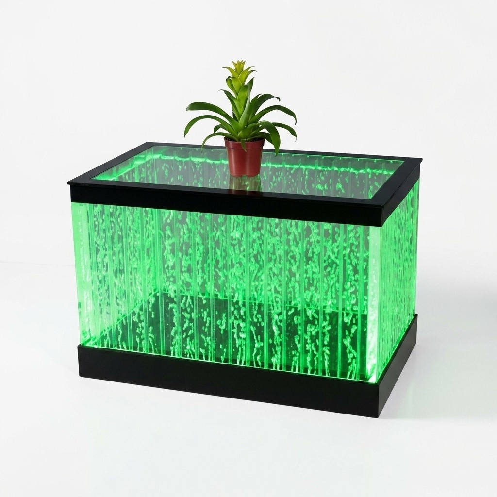 Tisch Couchtisch Design Wasser Säulen Säule Water Sofa Tische LED Beleuchtet Neu