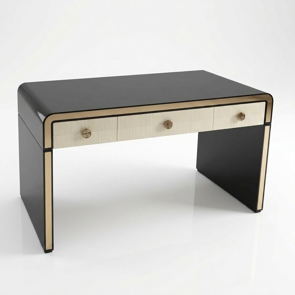 Design Tisch Sekretär Luxus Schreib Büro Möbel Metall Hochglanz Tische