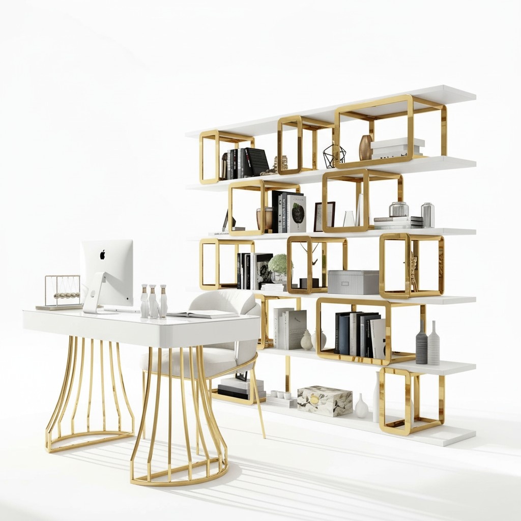 Design Trenn Wand Regal Wohn Zimmer Schränke Edelstahl Regale Bücher