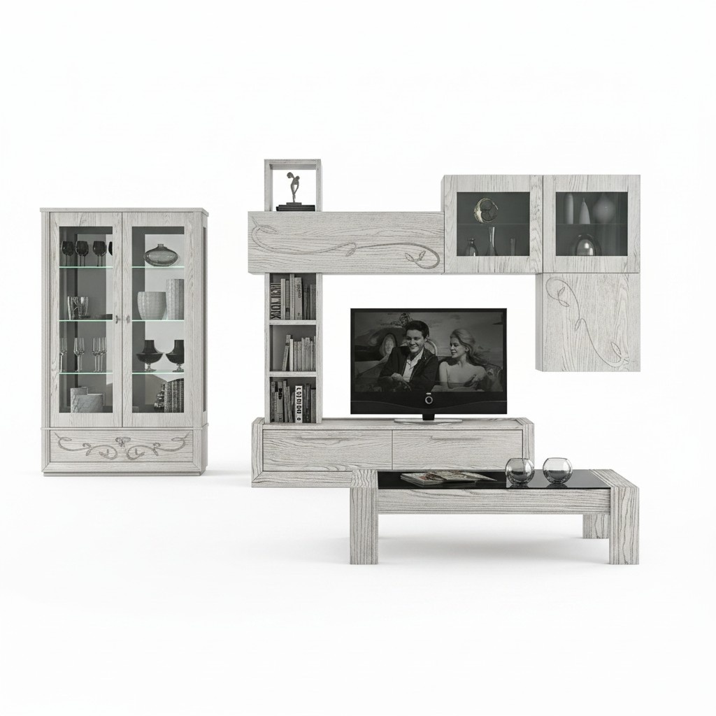 Wandschrank Regale Design Wohnzimmer Holz Schränke Vitrine Wandregale Italien neue Möbel