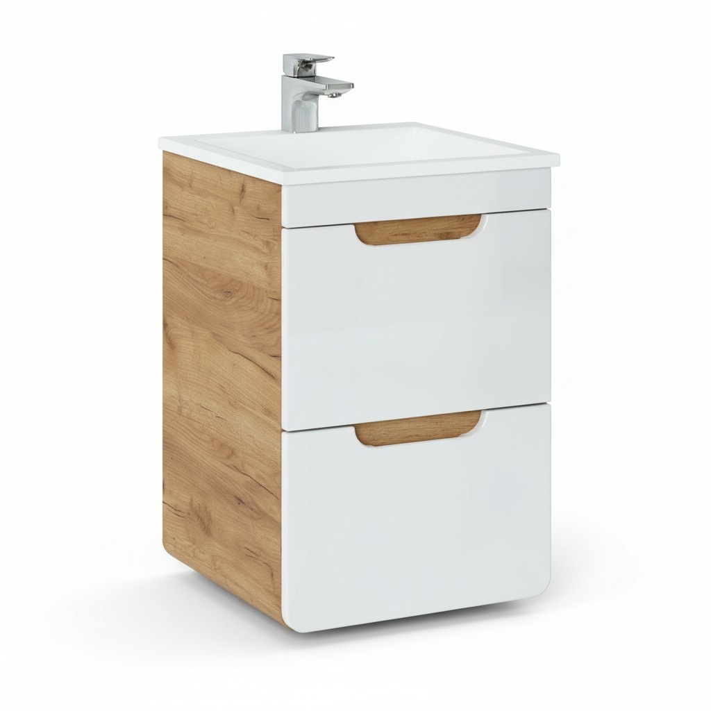 Design Waschbecken 50cm Badezimmer Waschtisch Bad Becken Hochglanz Weiß Neu