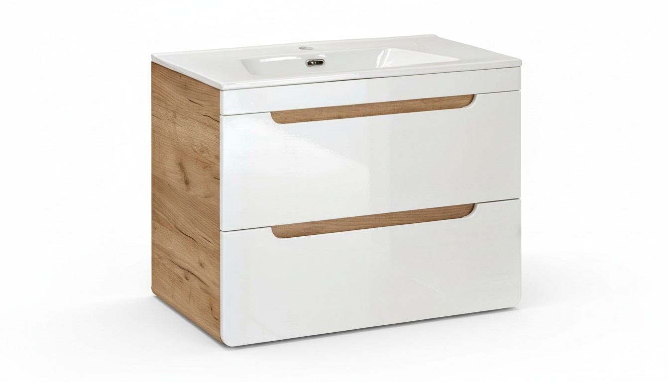 Design Waschbecken 80cm Badezimmer Waschtisch Bad Becken Hochglanz Weiß Neu