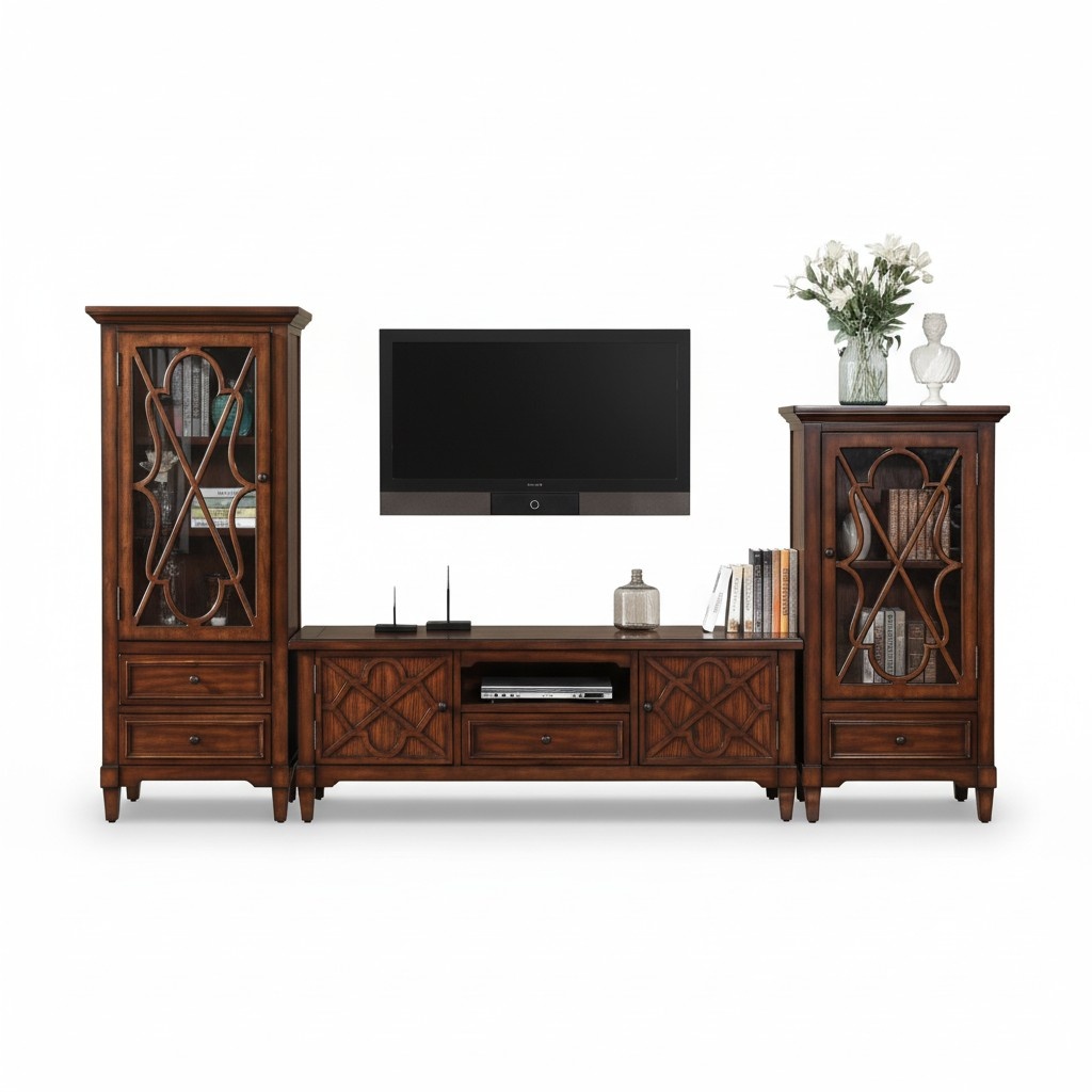 Wohnwand Sideboard Design 2x Schrank rtv Lowboard Anrichte 3 tlg. Set Vitrine