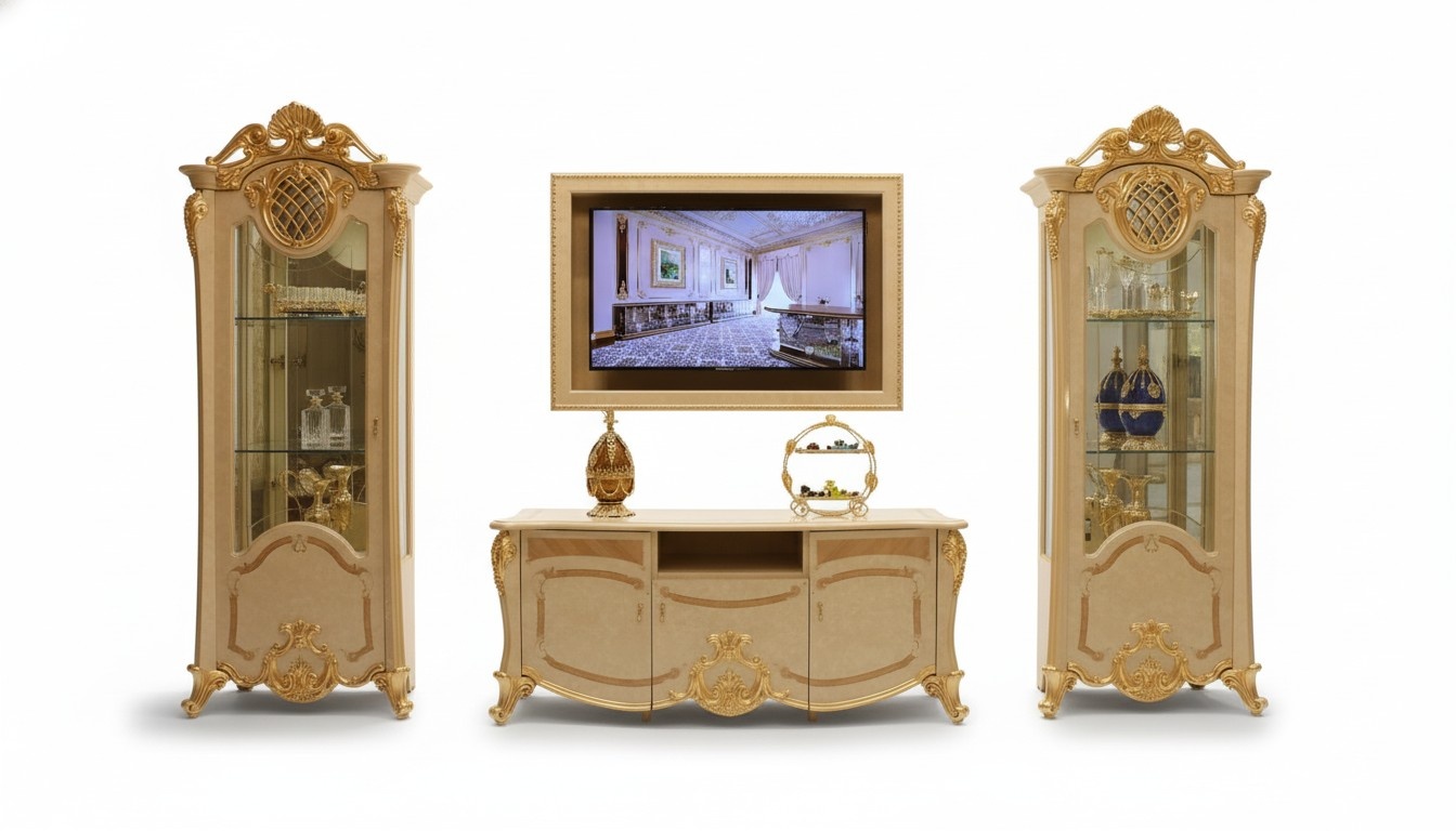 Design Wohnwand Sideboard 2x Schrank rtv Lowboard Anrichte 3 tlg. Set Vitrine