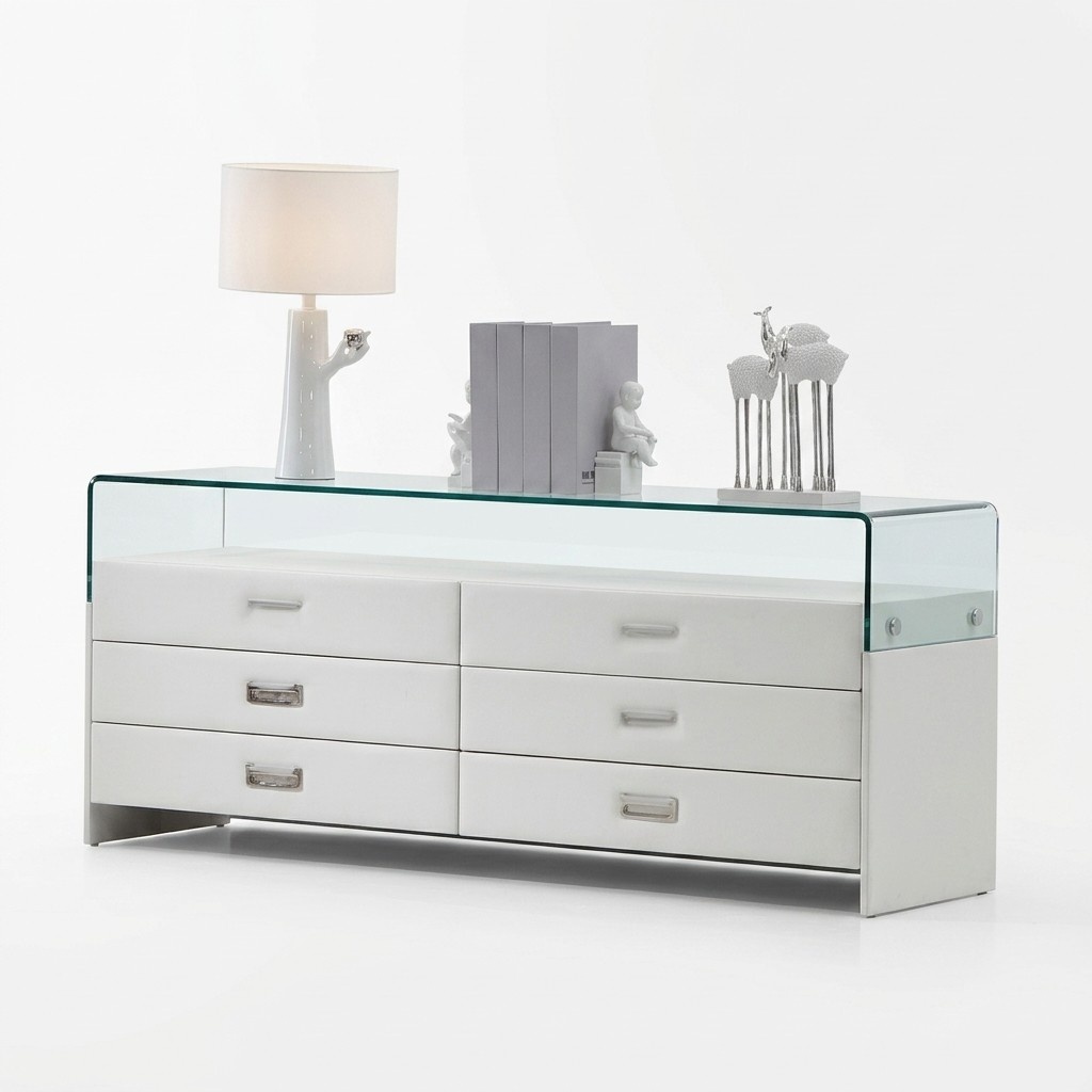 Design XXL Sideboard Glas Ablage Leder Kommoden Schrank Loawboard
