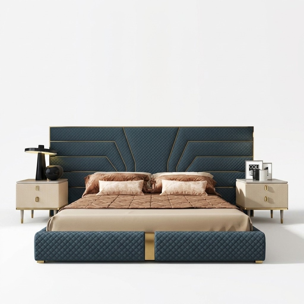 Designer Bett 180x200 Leder Textil Betten Doppel Schlaf Zimmer Luxus