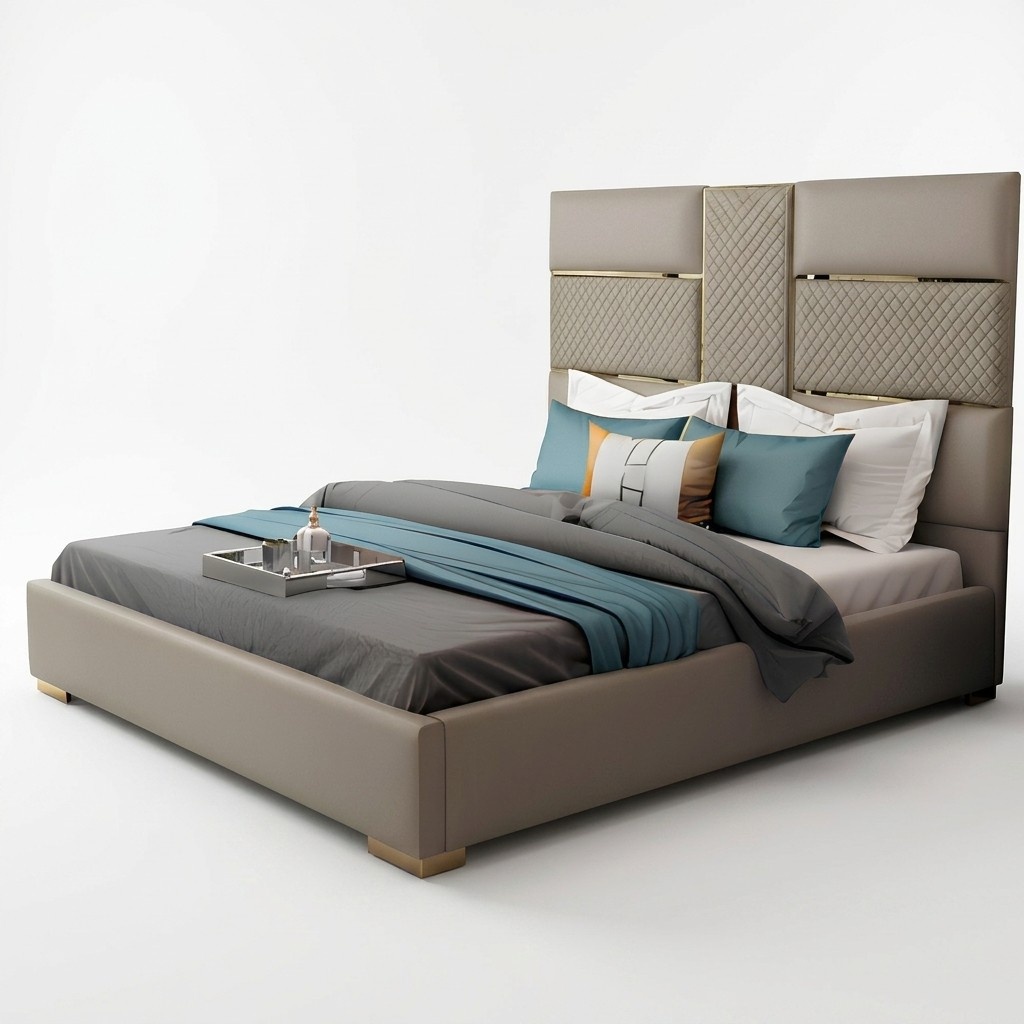 Designer Bett 180x200 Leder Hotel Metall Betten Doppel Schlaf Zimmer Luxus Ehe