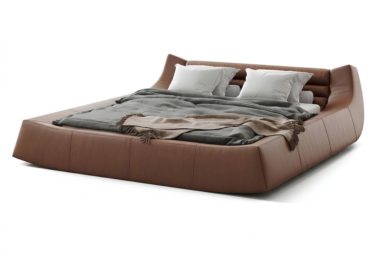 Designer Bett Doppel Betten Modernes Hotel Leder Stoff Doppelbett 180x200cm Neu