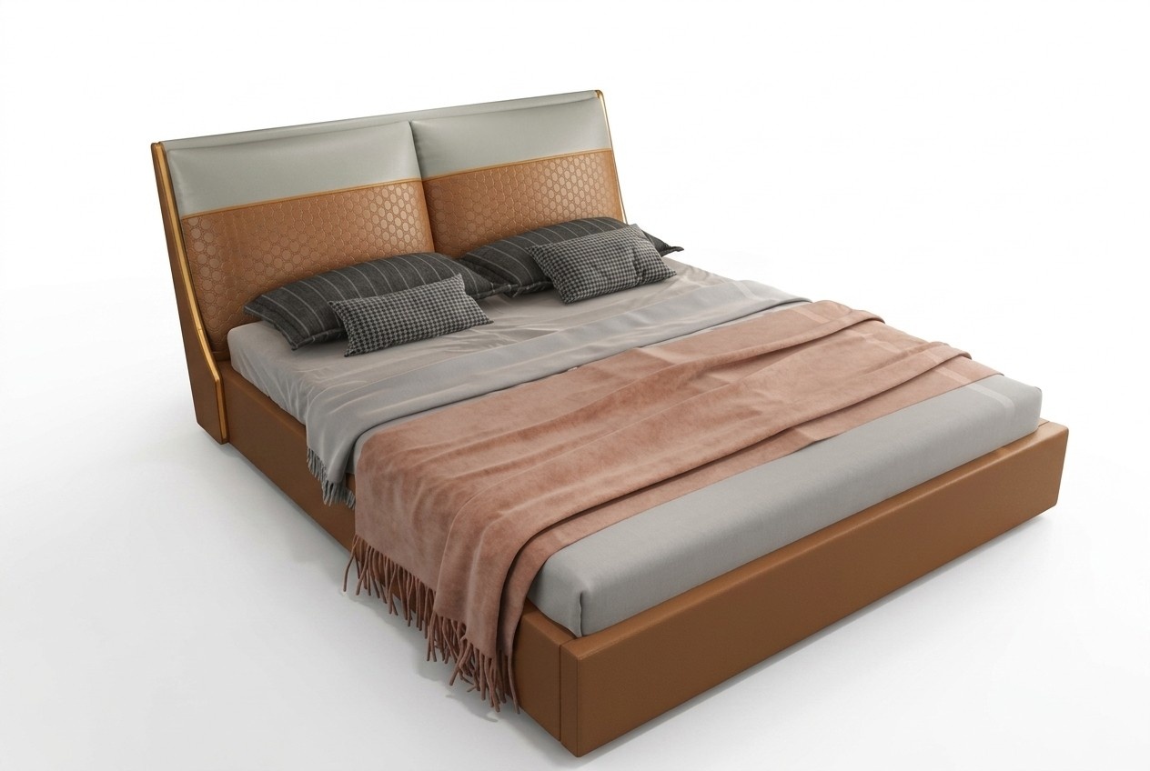 Designer Bett Schlafzimmer Betten Textil Leder Hotel Polster Luxus