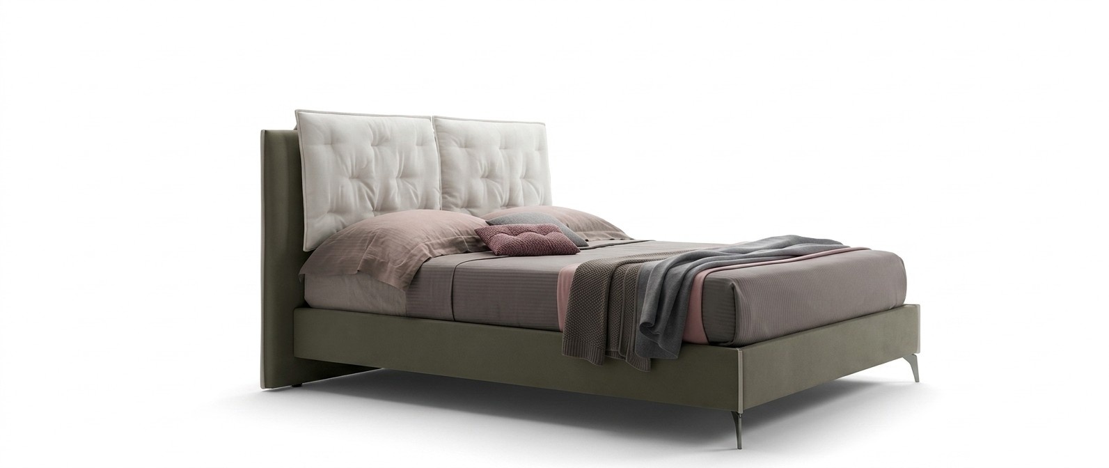Designer Bett Schlafzimmer Betten Textil Hotel Luxus Polster Sitz Stoff Italien