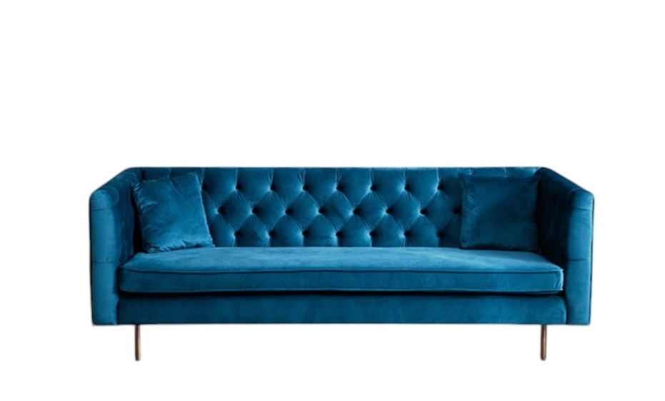 Designer Chesterfield Sofa Textil Blau Couch Polster Sofas Couchen Stoff