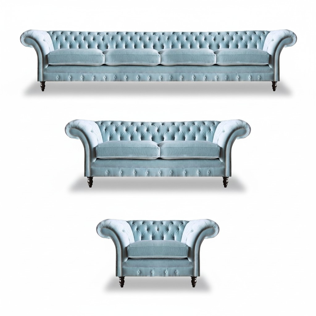 Designer Chesterfield Sofagarnitur Moderner Viersitzer Polster Sessel