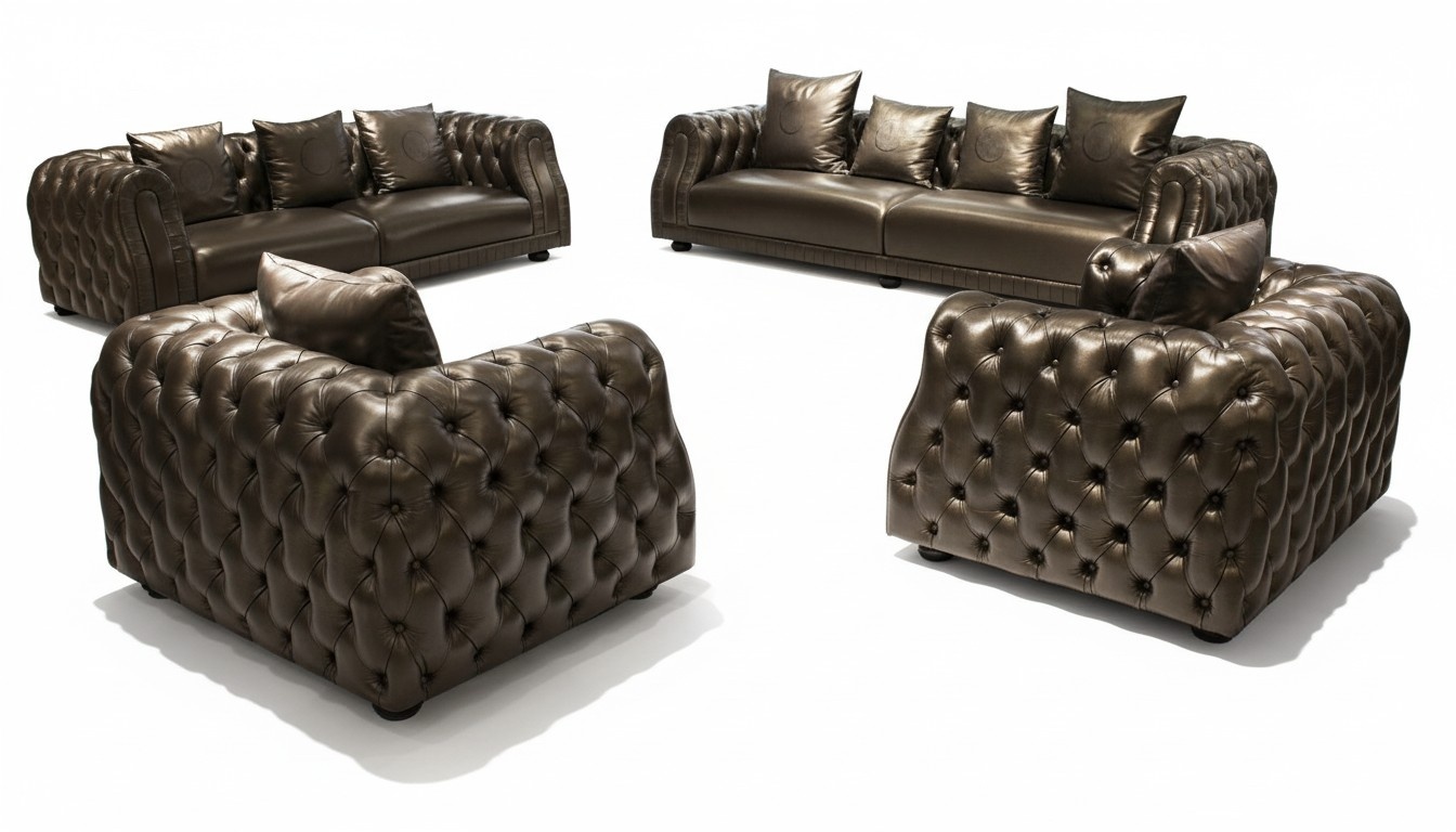 Designer Chesterfield Sofagarnitur Sofa Couch Polser Set Garnitur 3+2+1 Sitzer